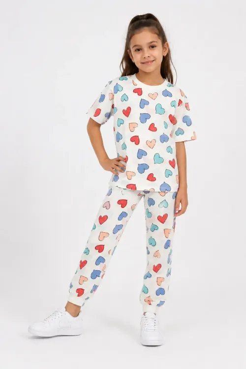 Desenli Kız Çocuk Pijama Takımı 91201