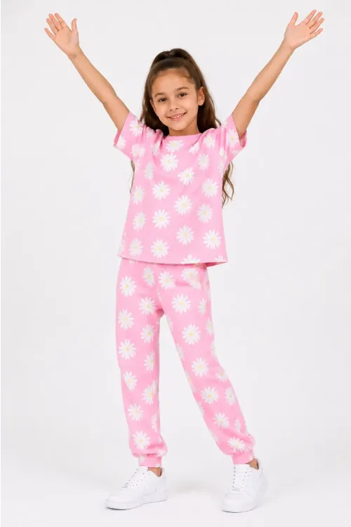 Desenli Kız Çocuk Pijama Takımı 91201