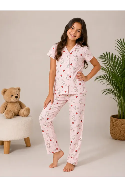 Desenli Kız Çocuk Pijama Takımı 9927