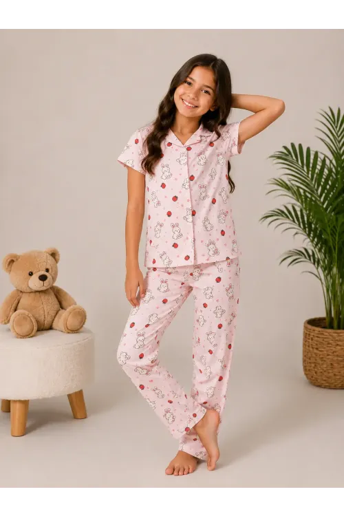 Desenli Kız Çocuk Pijama Takımı 9927