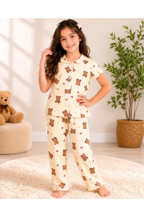 Desenli Kız Çocuk Pijama Takımı 9927