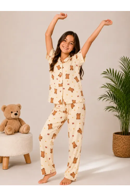 Desenli Kız Çocuk Pijama Takımı 9927