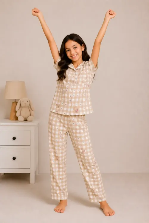 Desenli Kız Çocuk Pijama Takımı 9927