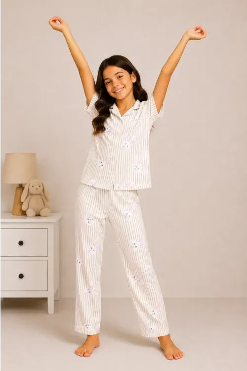 Desenli Kız Çocuk Pijama Takımı 9927