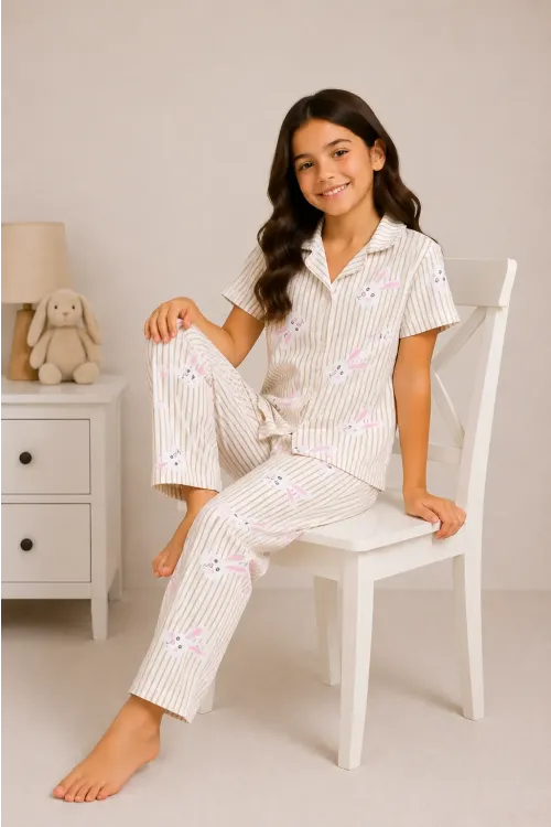 Desenli Kız Çocuk Pijama Takımı 9927