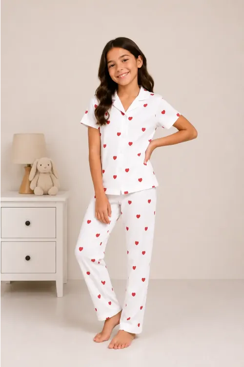 Desenli Kız Çocuk Pijama Takımı 9928