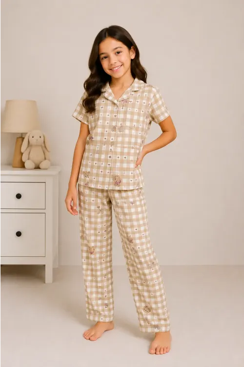 Desenli Kız Çocuk Pijama Takımı 9928