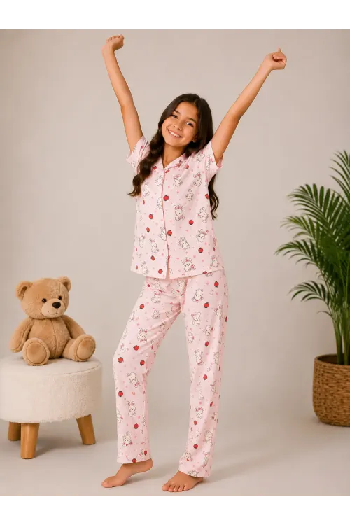 Desenli Kız Çocuk Pijama Takımı 9928