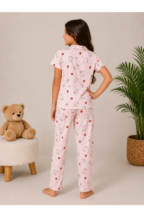 Desenli Kız Çocuk Pijama Takımı 9928