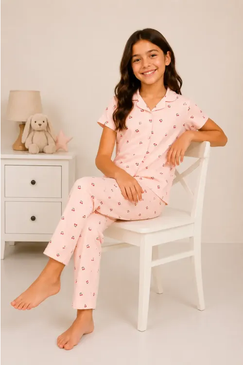 Desenli Kız Çocuk Pijama Takımı 9928