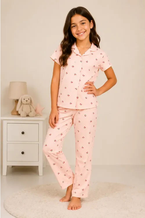 Desenli Kız Çocuk Pijama Takımı 9929