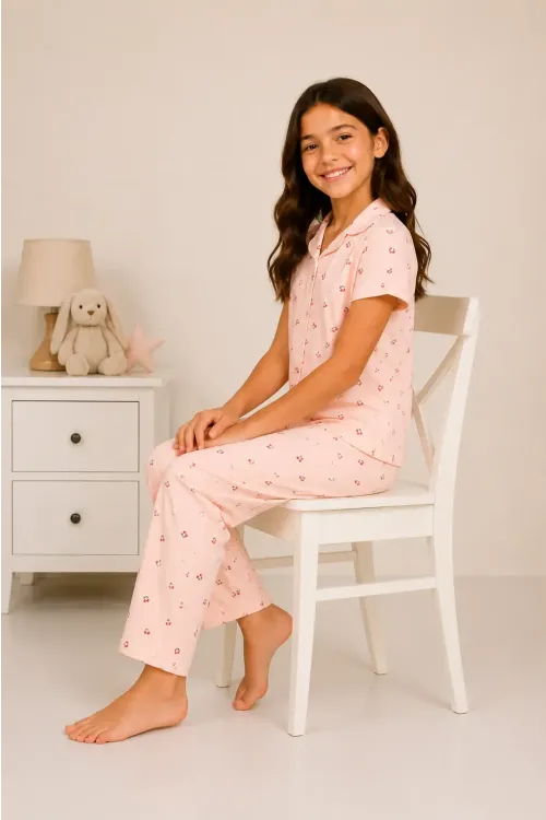 Desenli Kız Çocuk Pijama Takımı 9929