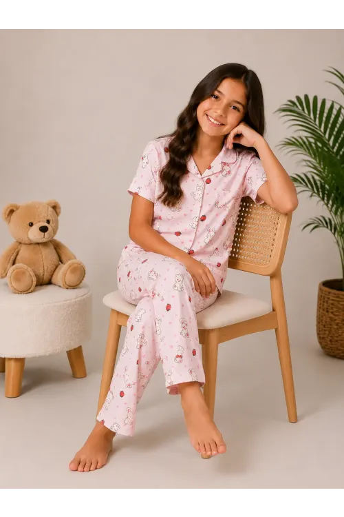 Desenli Kız Çocuk Pijama Takımı 9929