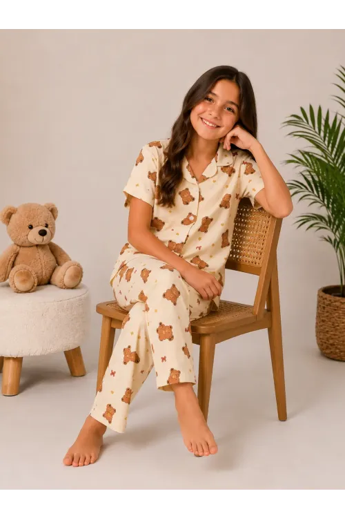 Desenli Kız Çocuk Pijama Takımı 9929