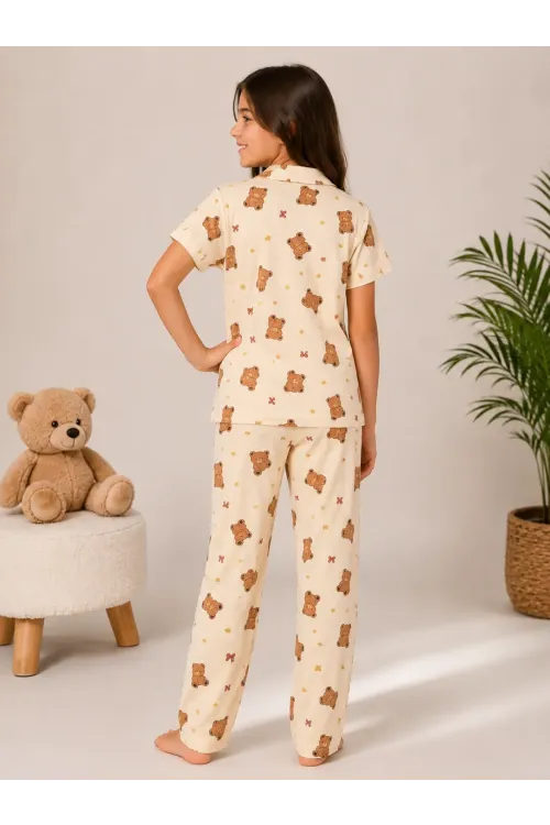 Desenli Kız Çocuk Pijama Takımı 9929
