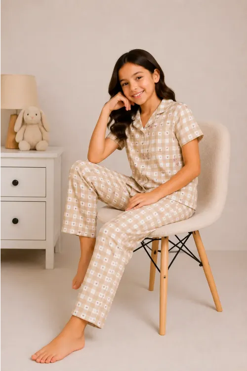 Desenli Kız Çocuk Pijama Takımı 9929