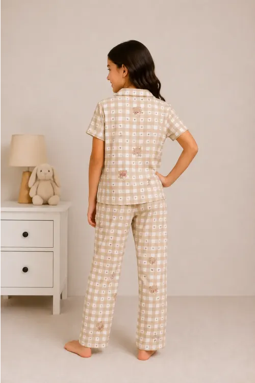 Desenli Kız Çocuk Pijama Takımı 9929