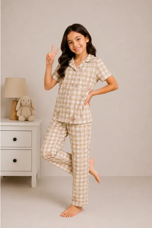 Desenli Kız Çocuk Pijama Takımı 9929