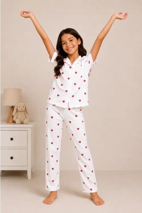 Desenli Kız Çocuk Pijama Takımı 9929