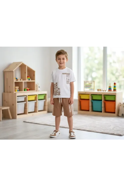Desenli Şortlu Erkek Çocuk Takım 202602