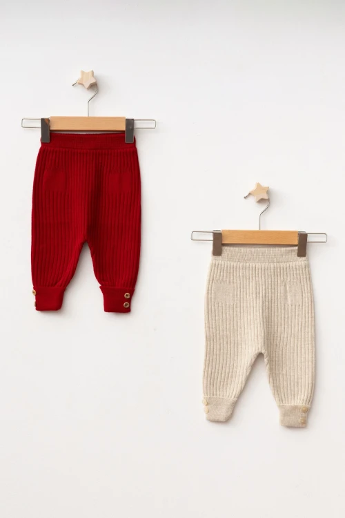 Düğme Detaylı Kız Bebek 2li Triko Alt 4040