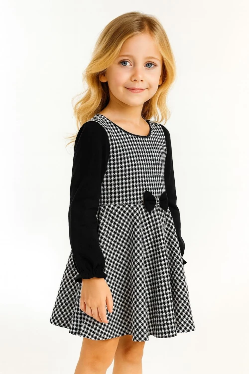 Ekose Desenli Kız Çocuk Jile Elbise 20456