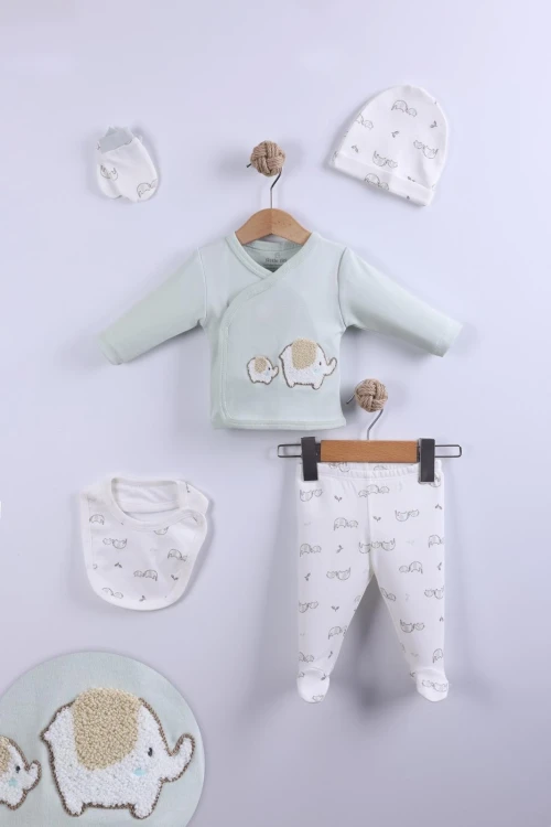 Fil İşlemeli Erkek Bebek 5li Set 9000