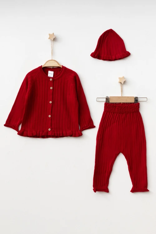 Fırfırlı Düğmeli Triko Takım 4035