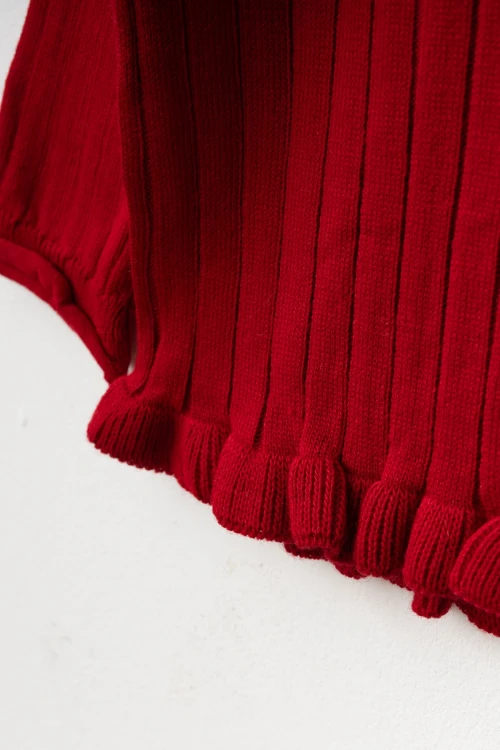 Fırfırlı Düğmeli Triko Takım 4035