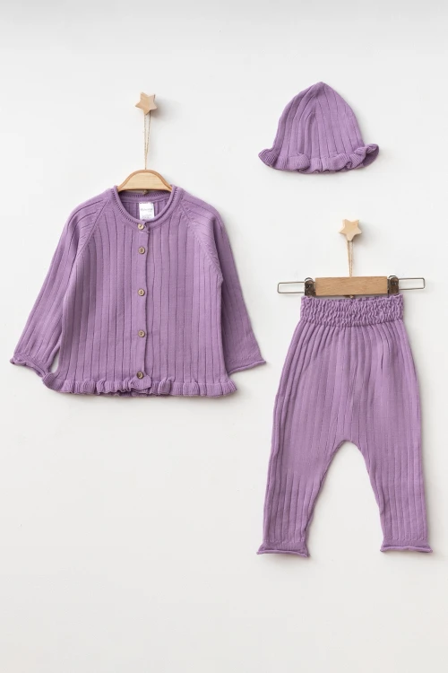 Fırfırlı Düğmeli Triko Takım 4035