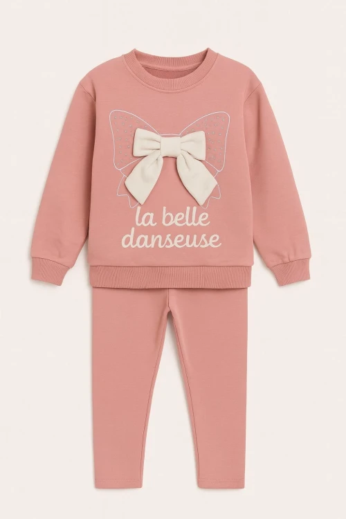 Fiyonk Aksesuarlı Kız Çocuk Takım 20451