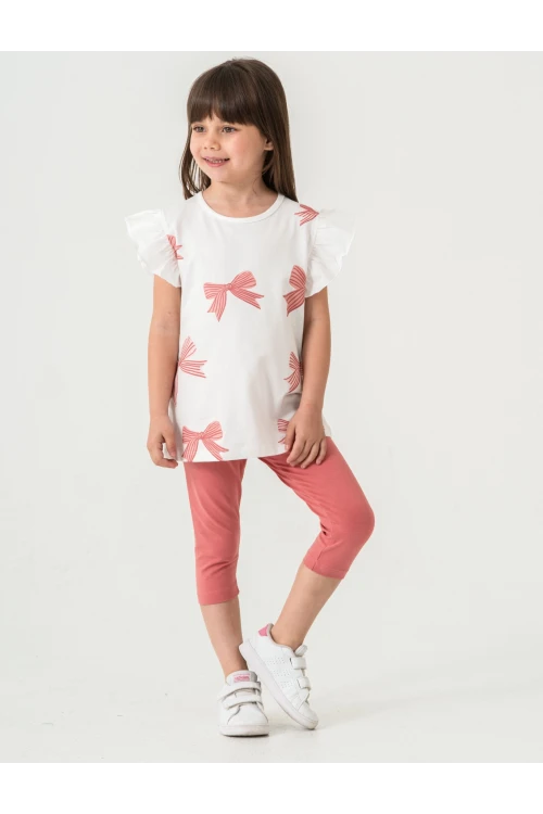 Fiyonk Baskılı Fırfırlı Kız Çocuk Takım 50352