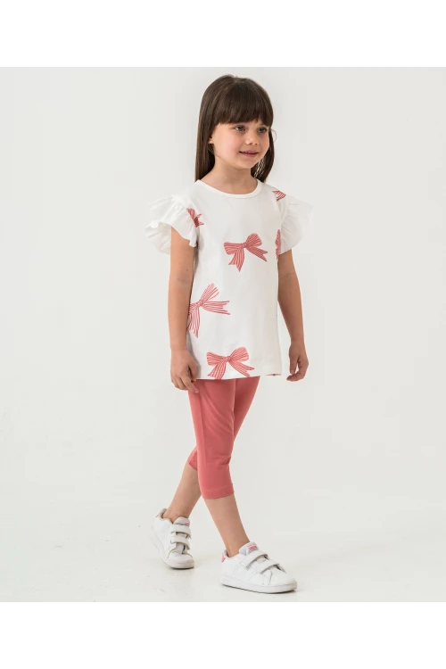 Fiyonk Baskılı Fırfırlı Kız Çocuk Takım 50352
