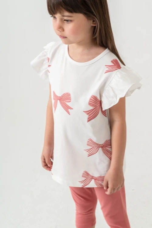 Fiyonk Baskılı Fırfırlı Kız Çocuk Takım 50352