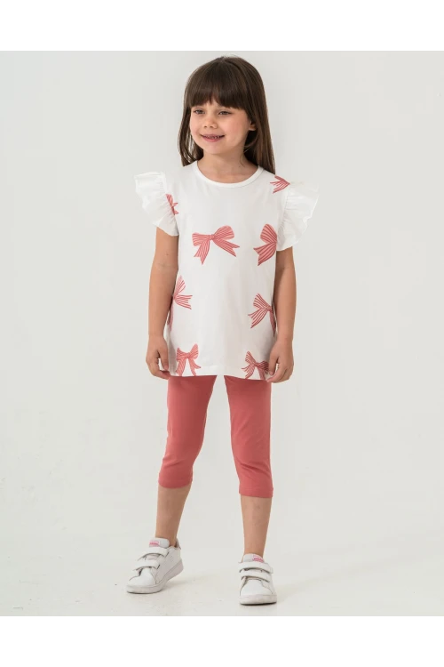 Fiyonk Baskılı Fırfırlı Kız Çocuk Takım 50352