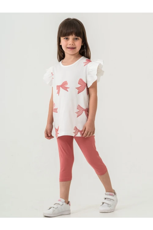 Fiyonk Baskılı Fırfırlı Kız Çocuk Takım 50352