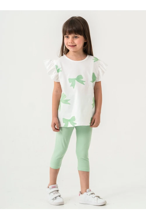Fiyonk Baskılı Fırfırlı Kız Çocuk Takım 50352
