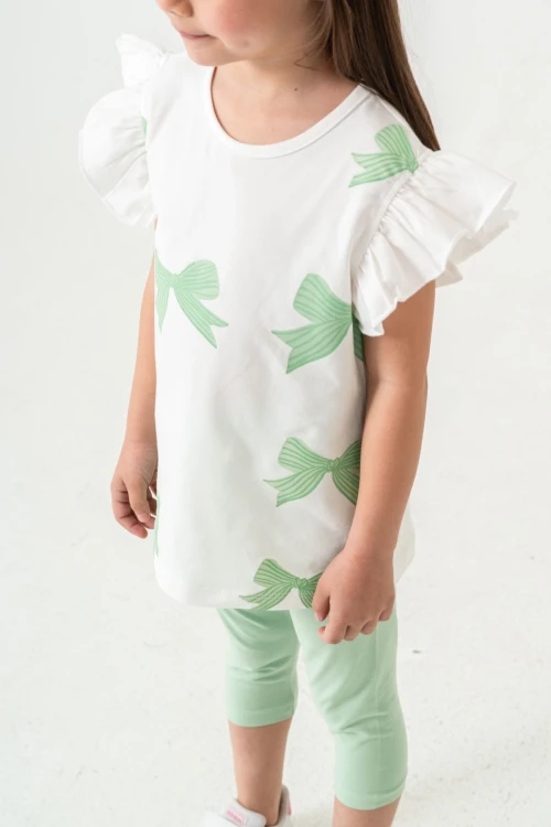 Fiyonk Baskılı Fırfırlı Kız Çocuk Takım 50352