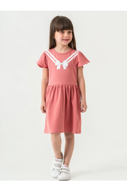 Fiyonk Baskılı Kız Çocuk Elbise 50971
