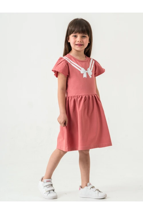 Fiyonk Baskılı Kız Çocuk Elbise 50971