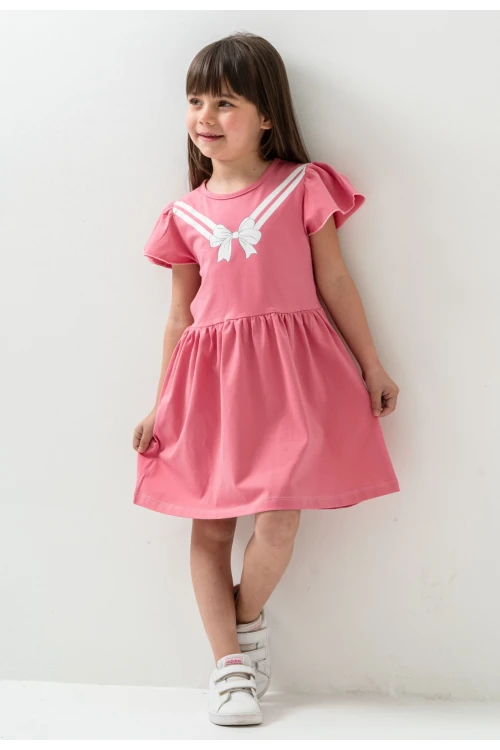 Fiyonk Baskılı Kız Çocuk Elbise 50971