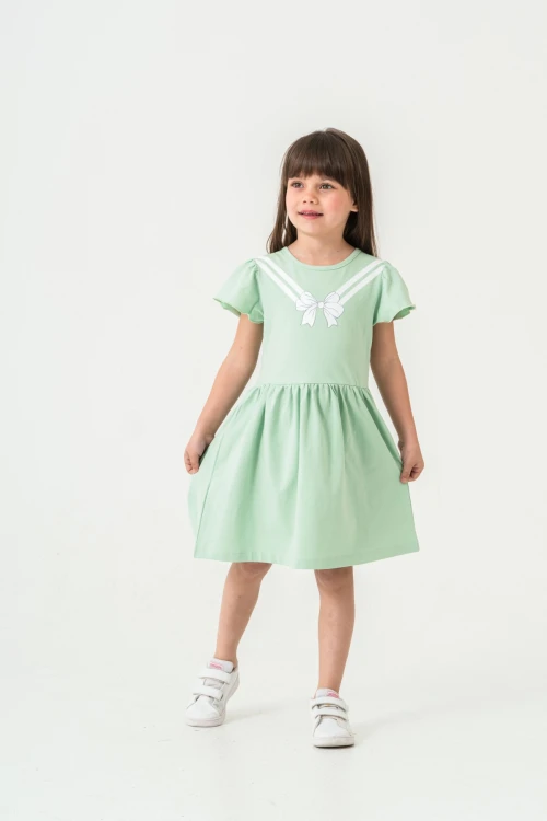 Fiyonk Baskılı Kız Çocuk Elbise 50971