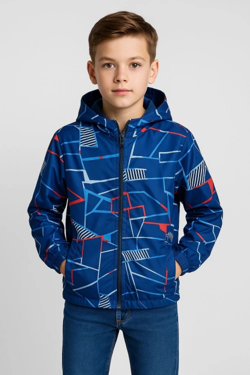 Geometrik Desen Erkek Çocuk Yağmurluk 2903