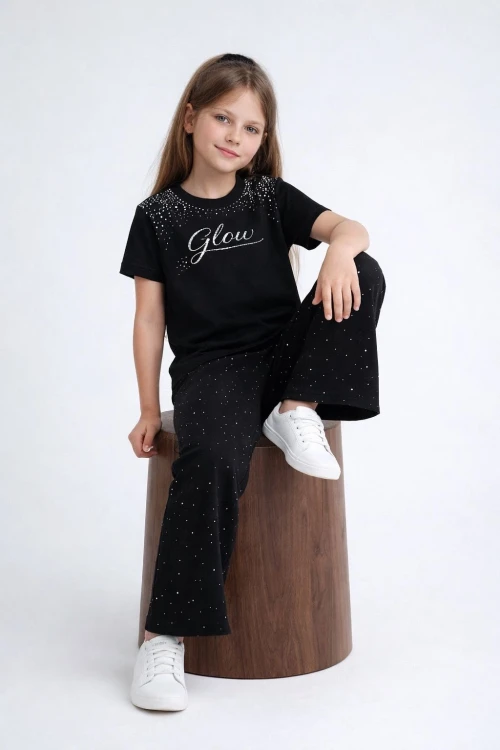 Glow Taşlı Kız Çocuk Takım 30459