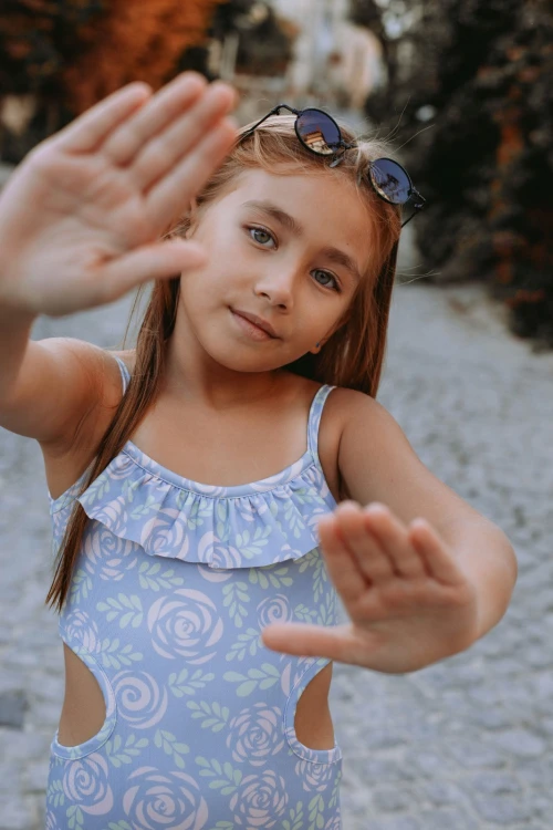 Gül Baskılı Kız Çocuk Mayo 1851