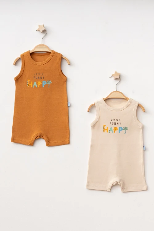 Happy Baskılı 2li  Penye Tulum 1014