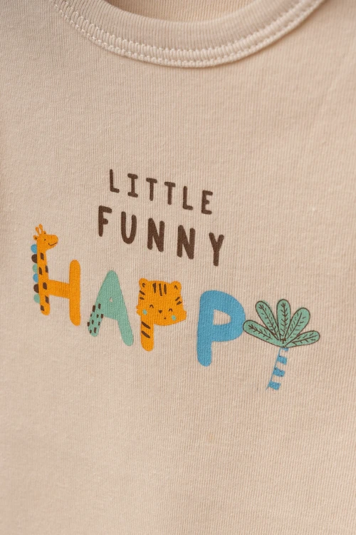 Happy Baskılı 2li  Penye Tulum 1014