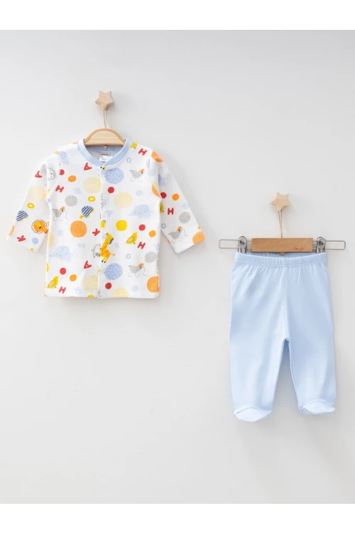 Hayvanlar Desenli Patikli Pijama Takımı 2410