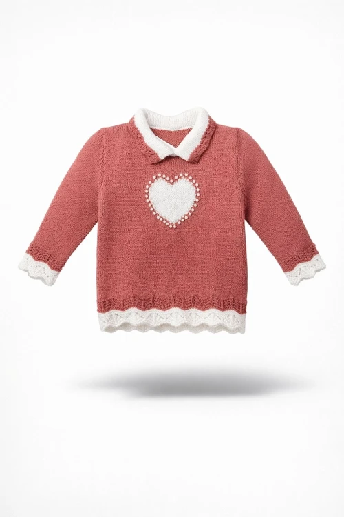 İnci İşlemeli Kız Çocuk Kazak 4098