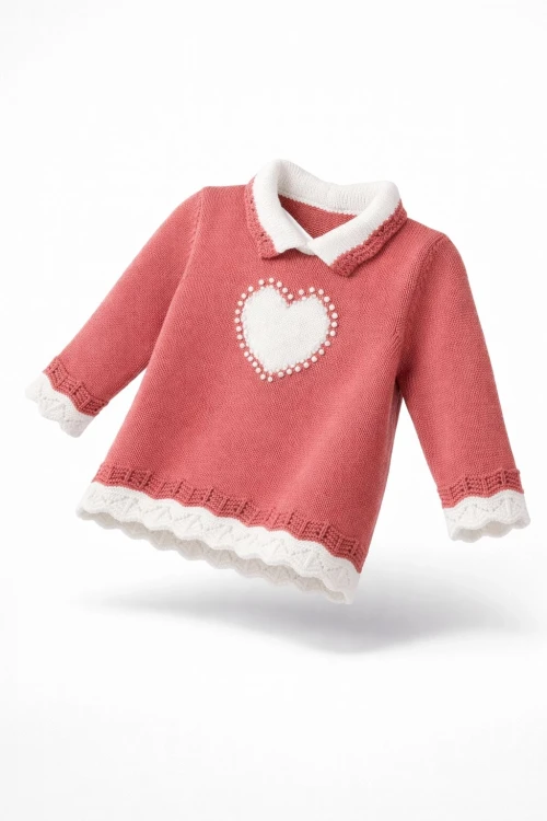 İnci İşlemeli Kız Çocuk Kazak 4098